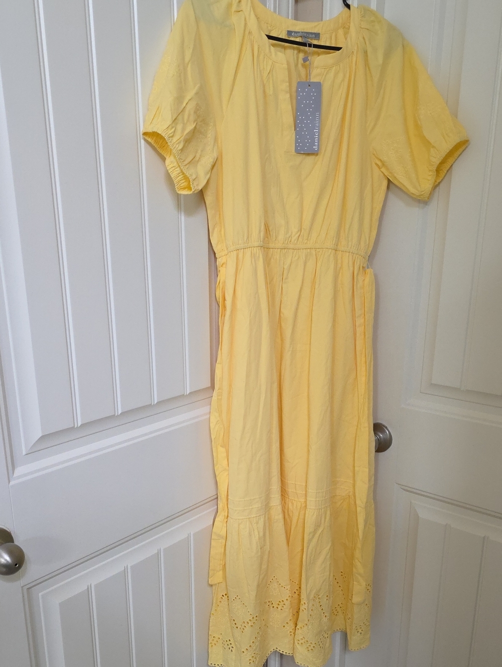 Daniel Rainn Soft Yellow Eyelet Hem Kids Casual Dress
